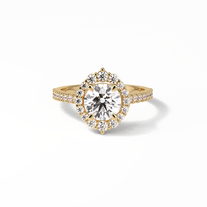 Round Pave & Halo Lab Grown Diamond Engagement Ring
