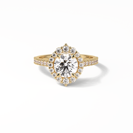 Round Pave & Halo Lab Grown Diamond Engagement Ring