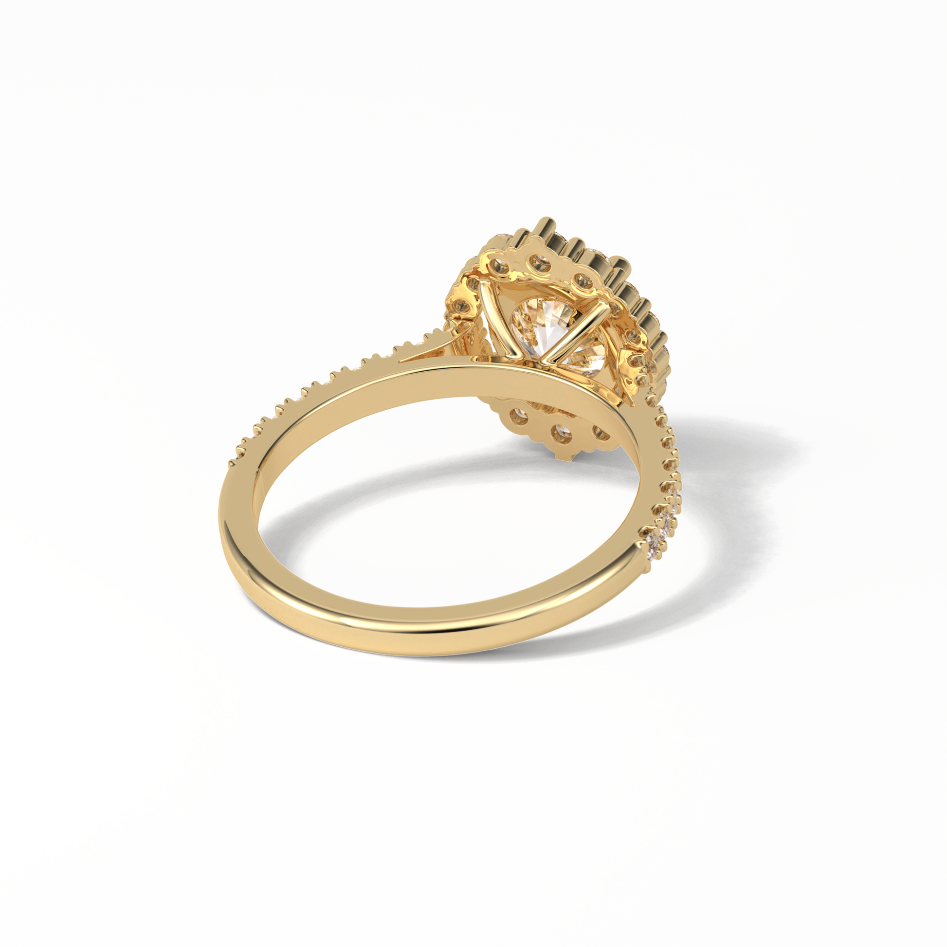 Round Pave & Halo Lab Grown Diamond Engagement Ring