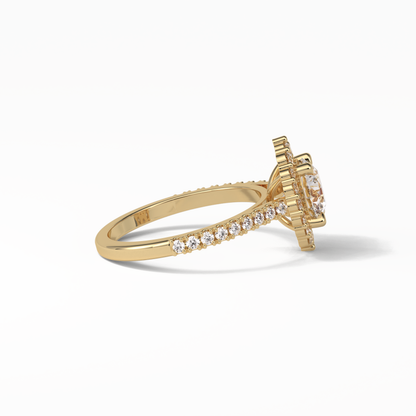 Round Pave & Halo Lab Grown Diamond Engagement Ring
