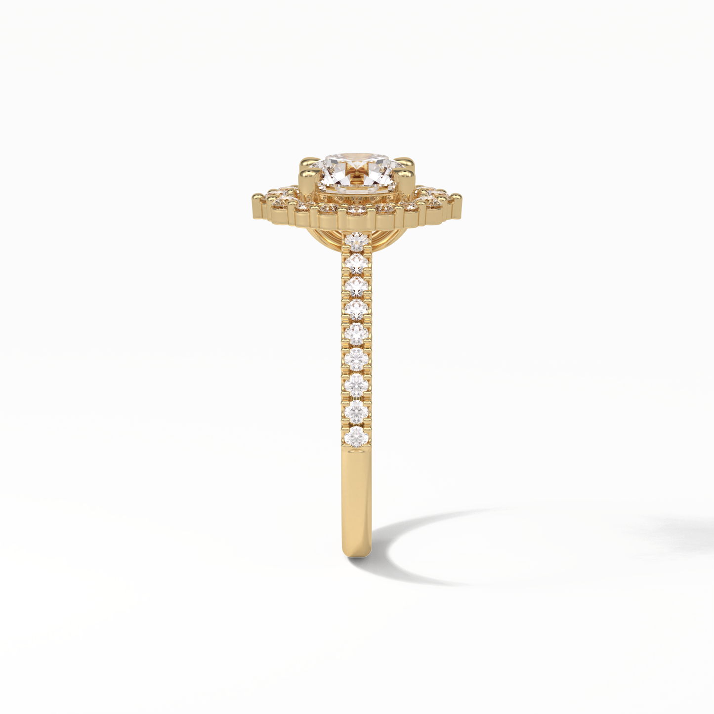 Round Pave & Halo Lab Grown Diamond Engagement Ring