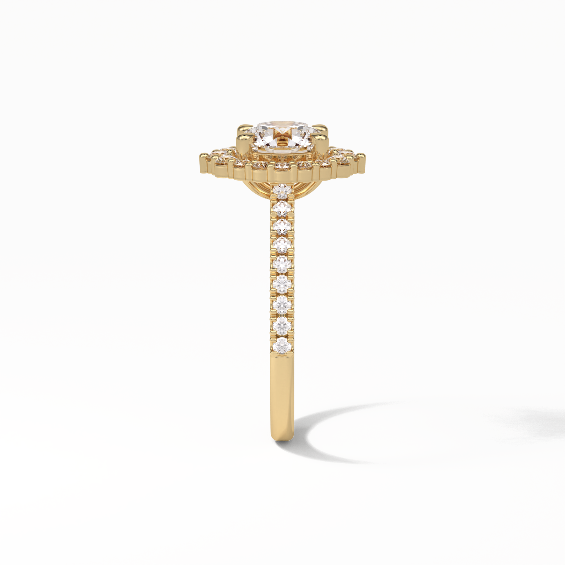 Round Pave & Halo Lab Grown Diamond Engagement Ring