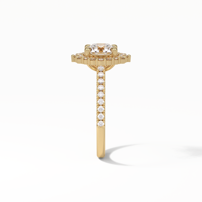 Round Pave & Halo Lab Grown Diamond Engagement Ring
