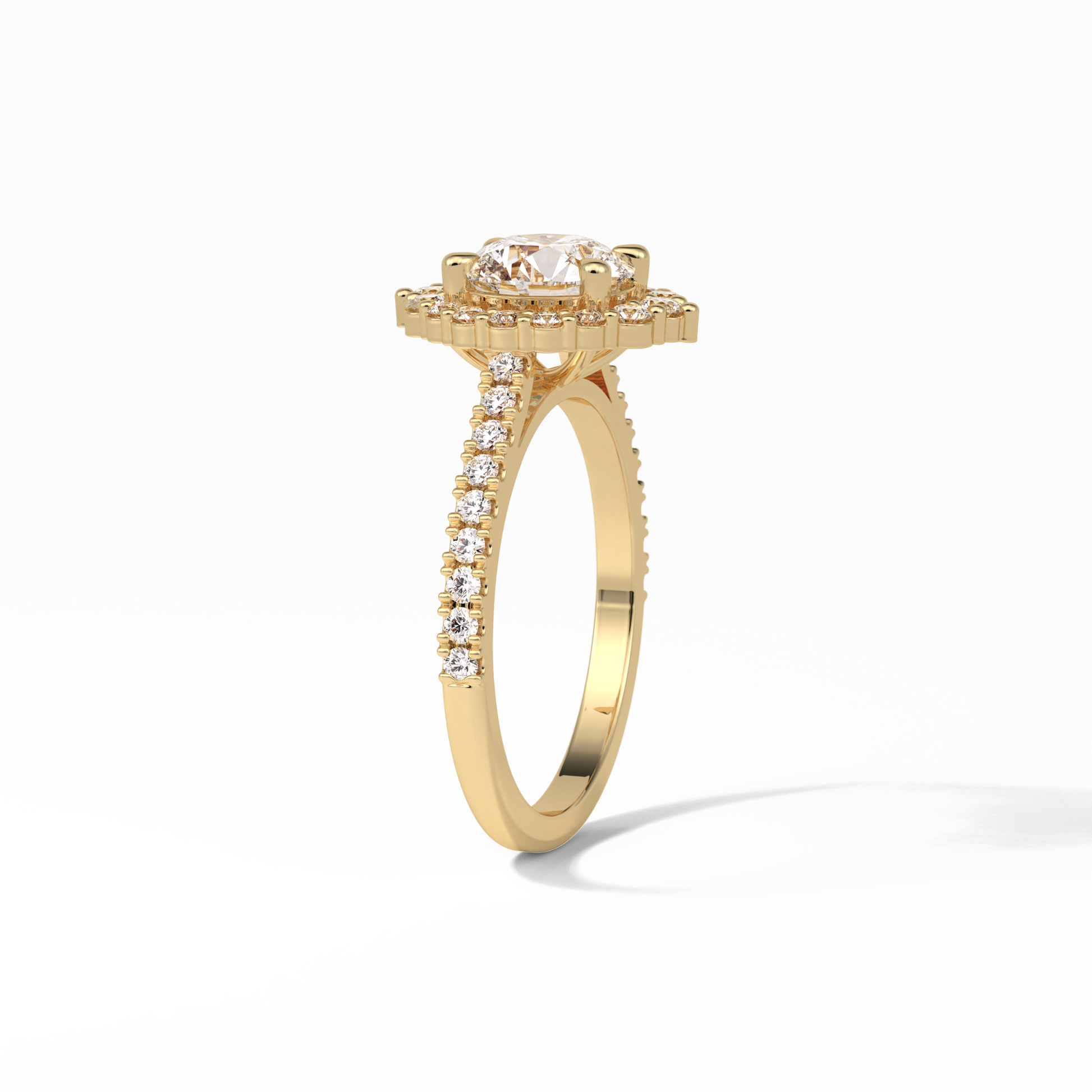 Round Pave & Halo Lab Grown Diamond Engagement Ring