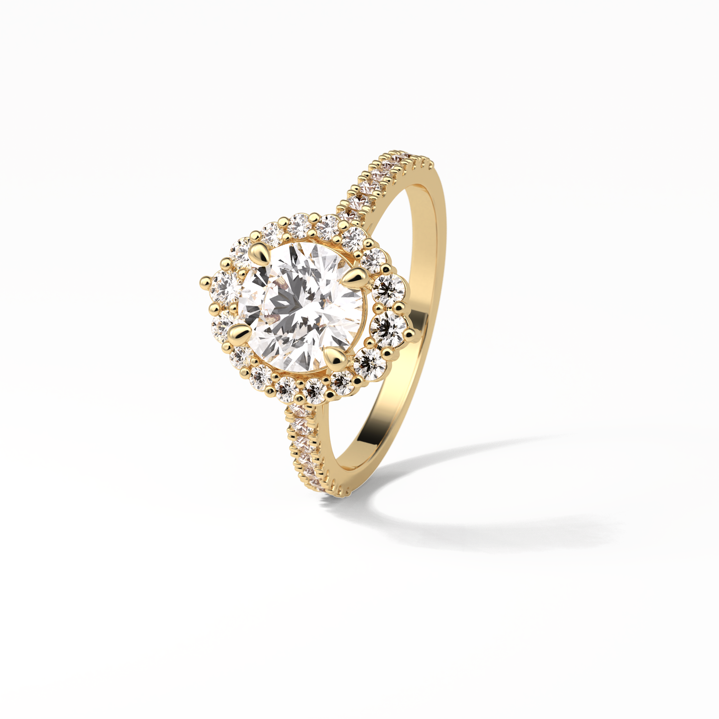 Round Pave & Halo Lab Grown Diamond Engagement Ring