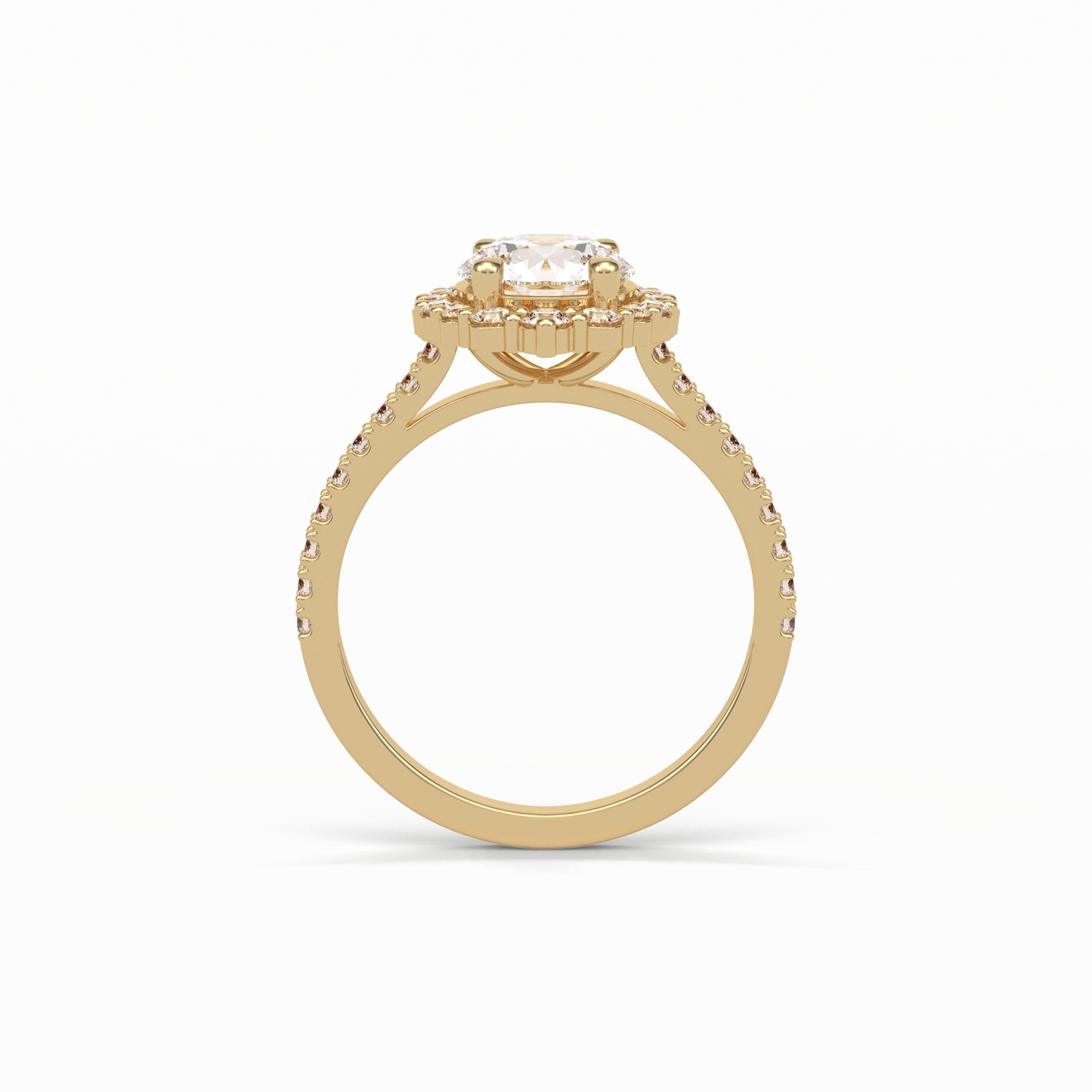 Round Pave & Halo Lab Grown Diamond Engagement Ring