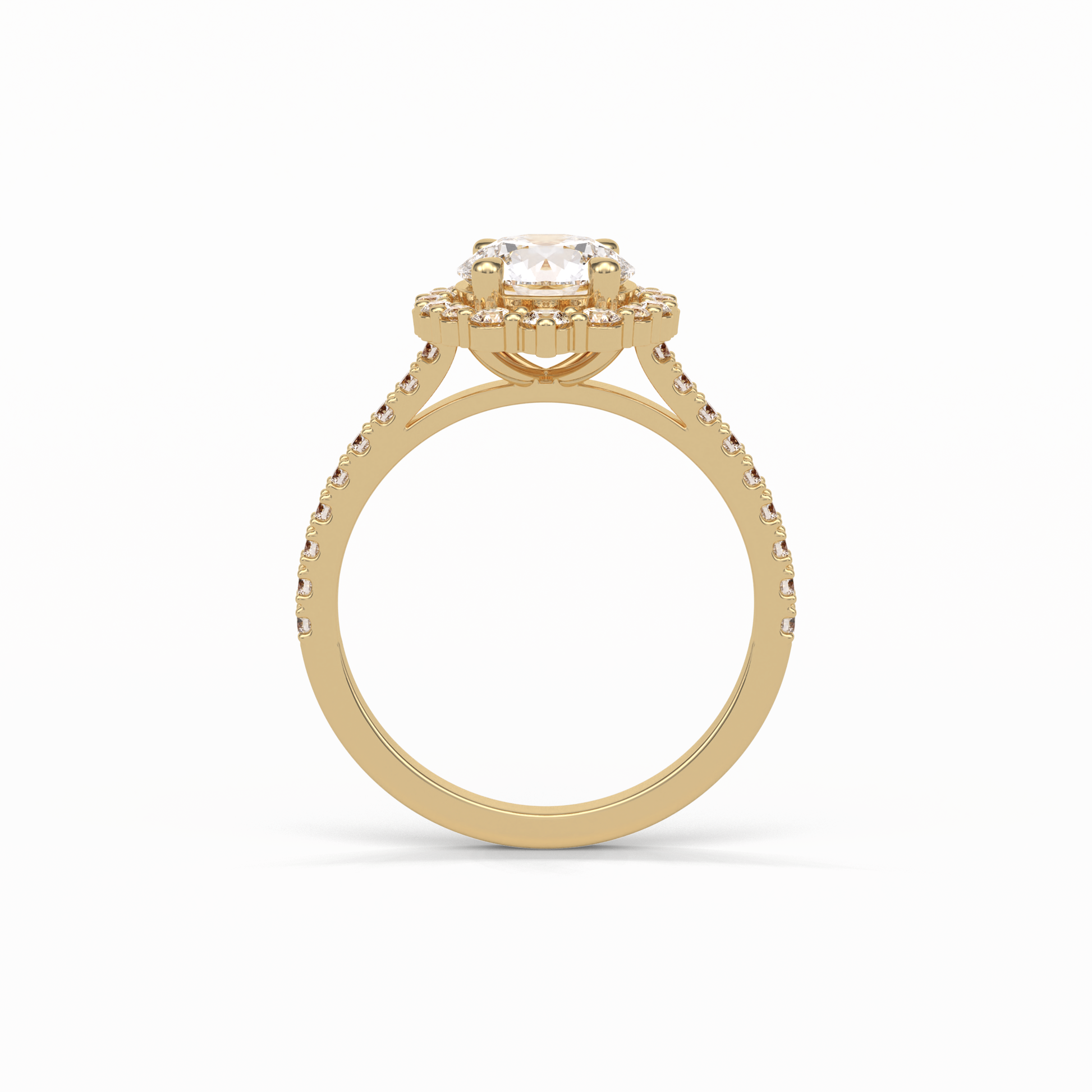 Round Pave & Halo Lab Grown Diamond Engagement Ring