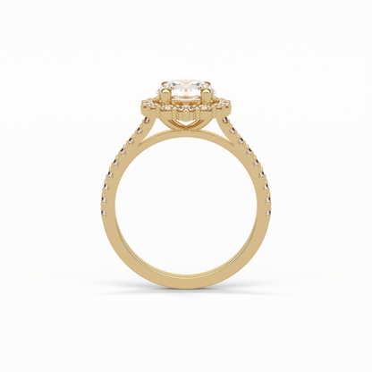Round Pave & Halo Lab Grown Diamond Engagement Ring