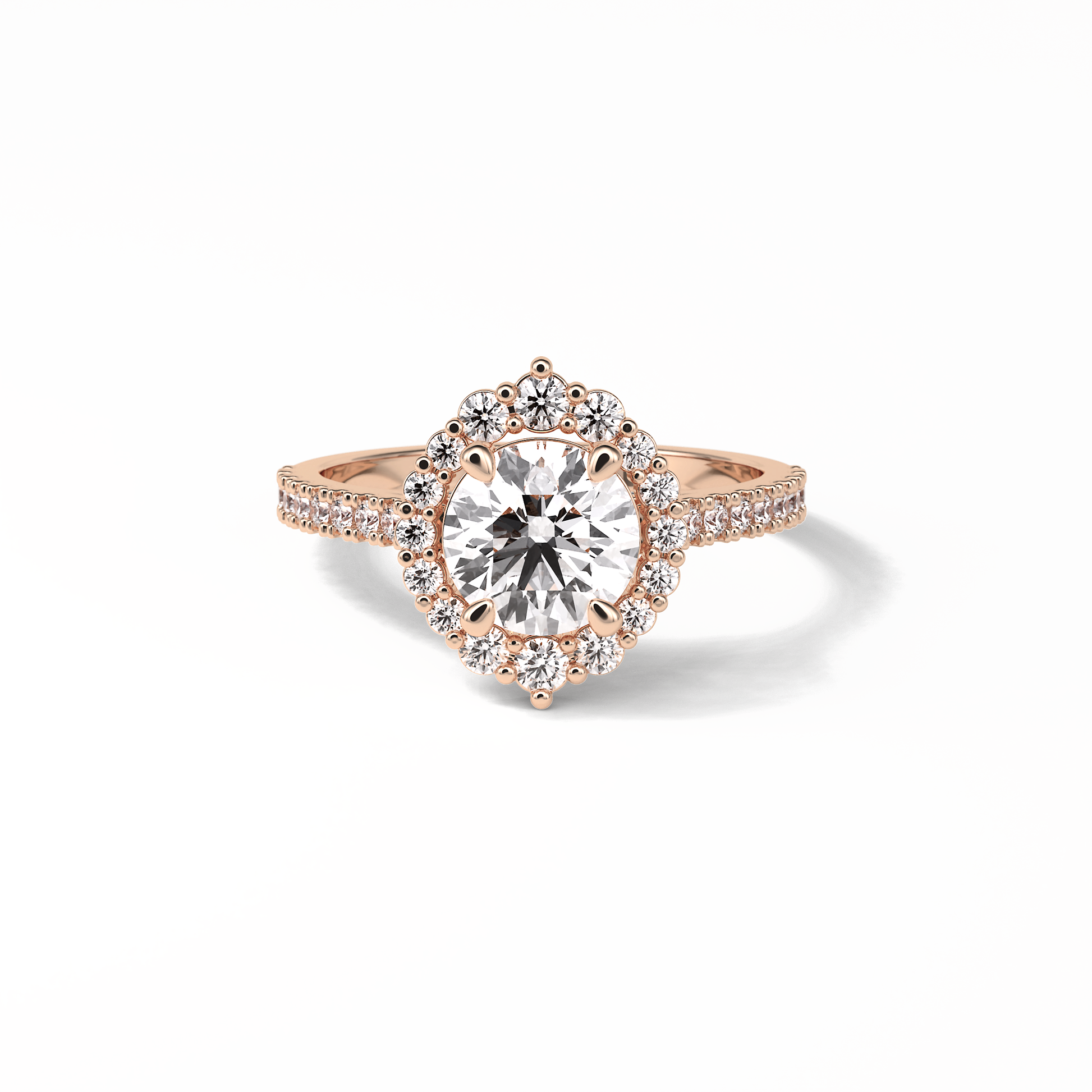 Round Pave & Halo Lab Grown Diamond Engagement Ring