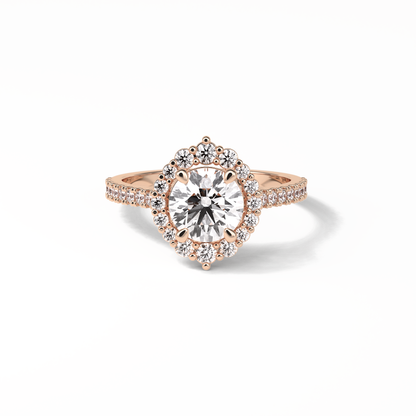 Round Pave & Halo Lab Grown Diamond Engagement Ring