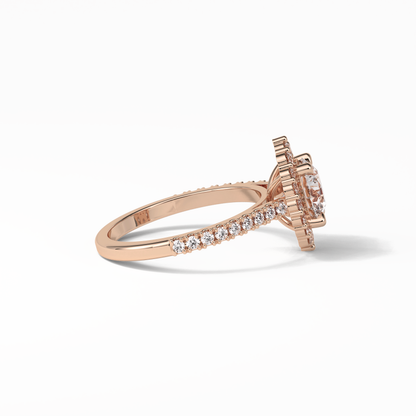 Round Pave & Halo Lab Grown Diamond Engagement Ring