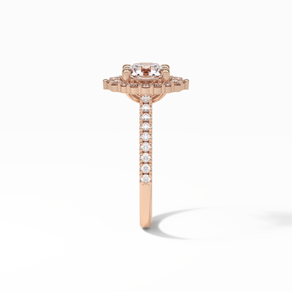 Round Pave & Halo Lab Grown Diamond Engagement Ring
