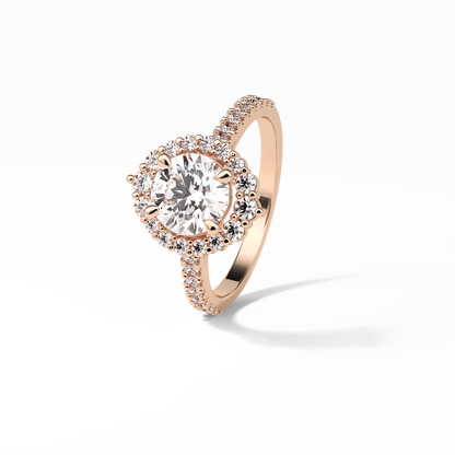 Round Pave & Halo Lab Grown Diamond Engagement Ring