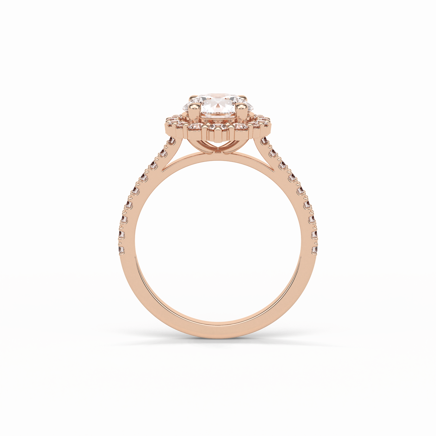 Round Pave & Halo Lab Grown Diamond Engagement Ring