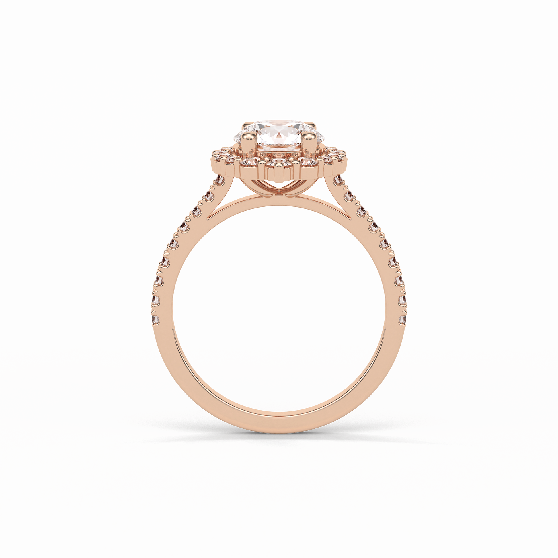 Round Pave & Halo Lab Grown Diamond Engagement Ring