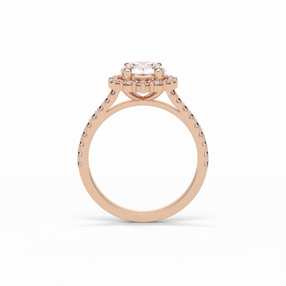 Round Pave & Halo Lab Grown Diamond Engagement Ring