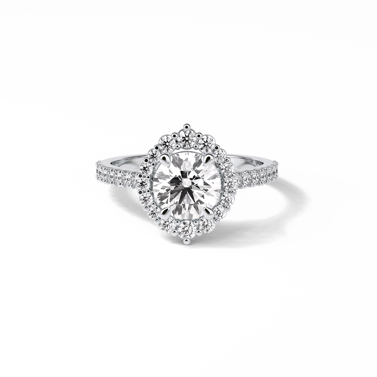 Round Pave & Halo Lab Grown Diamond Engagement Ring