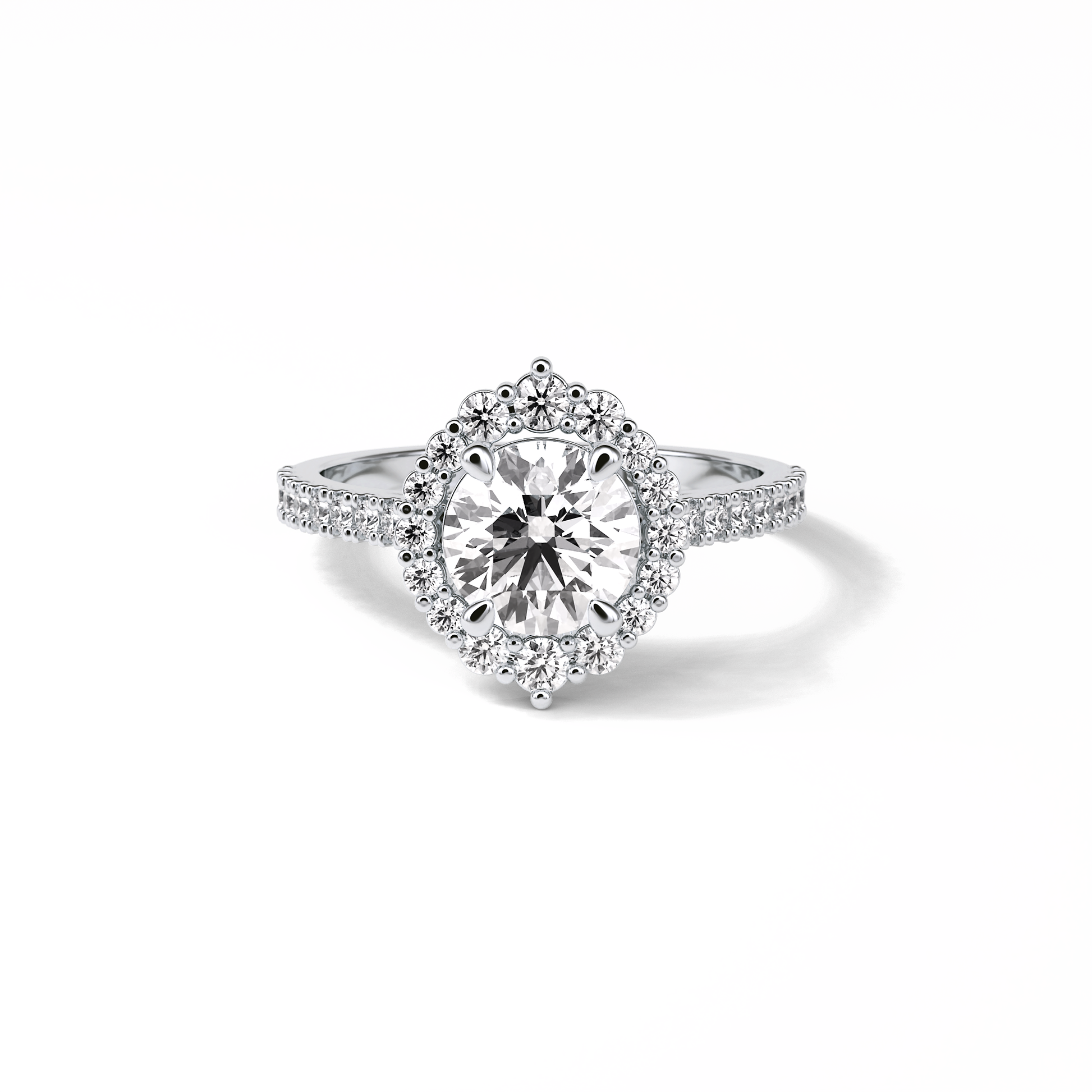 Round Pave & Halo Lab Grown Diamond Engagement Ring