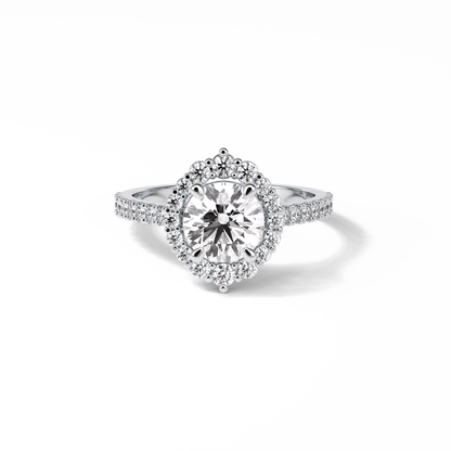 Round Pave & Halo Lab Grown Diamond Engagement Ring