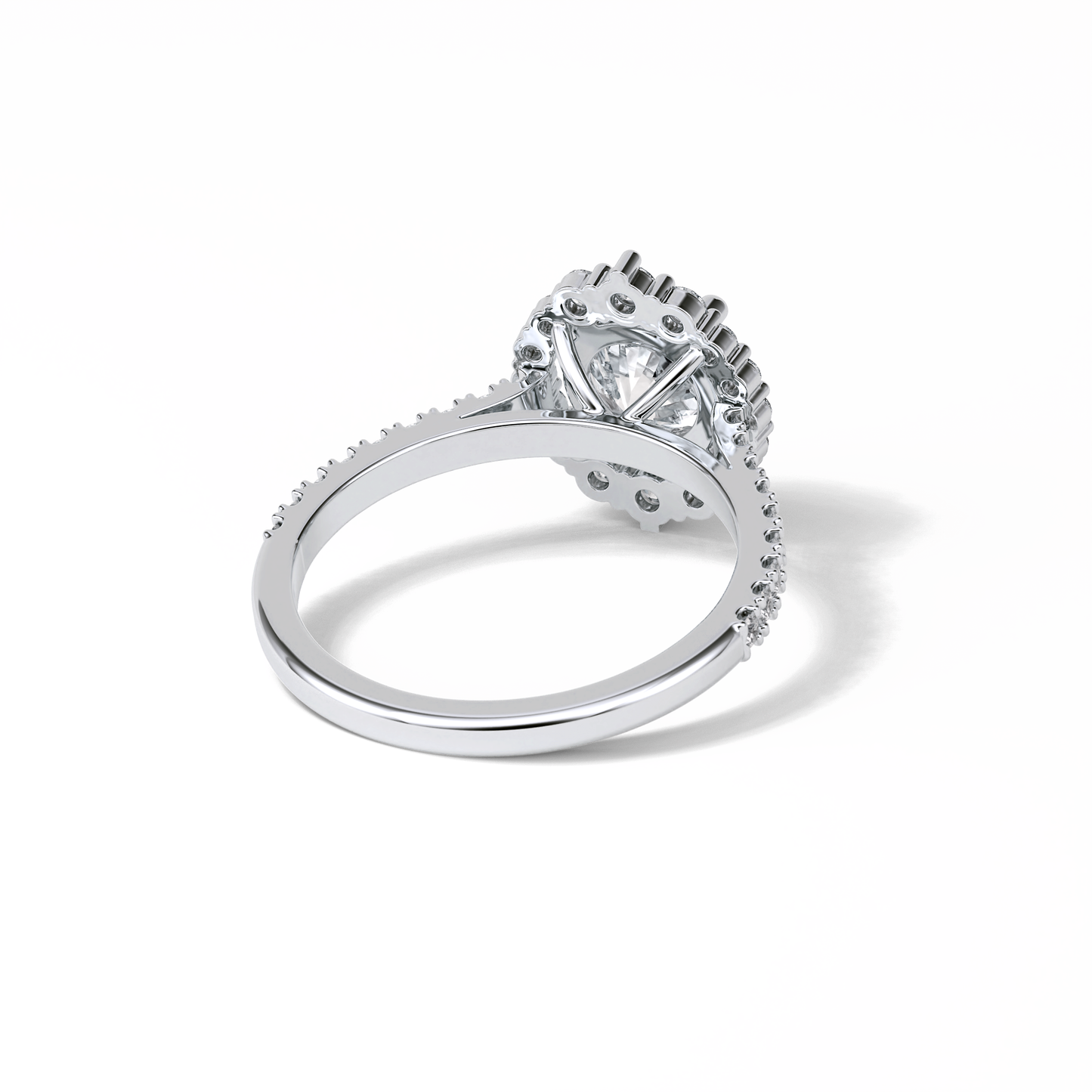 Round Pave & Halo Lab Grown Diamond Engagement Ring
