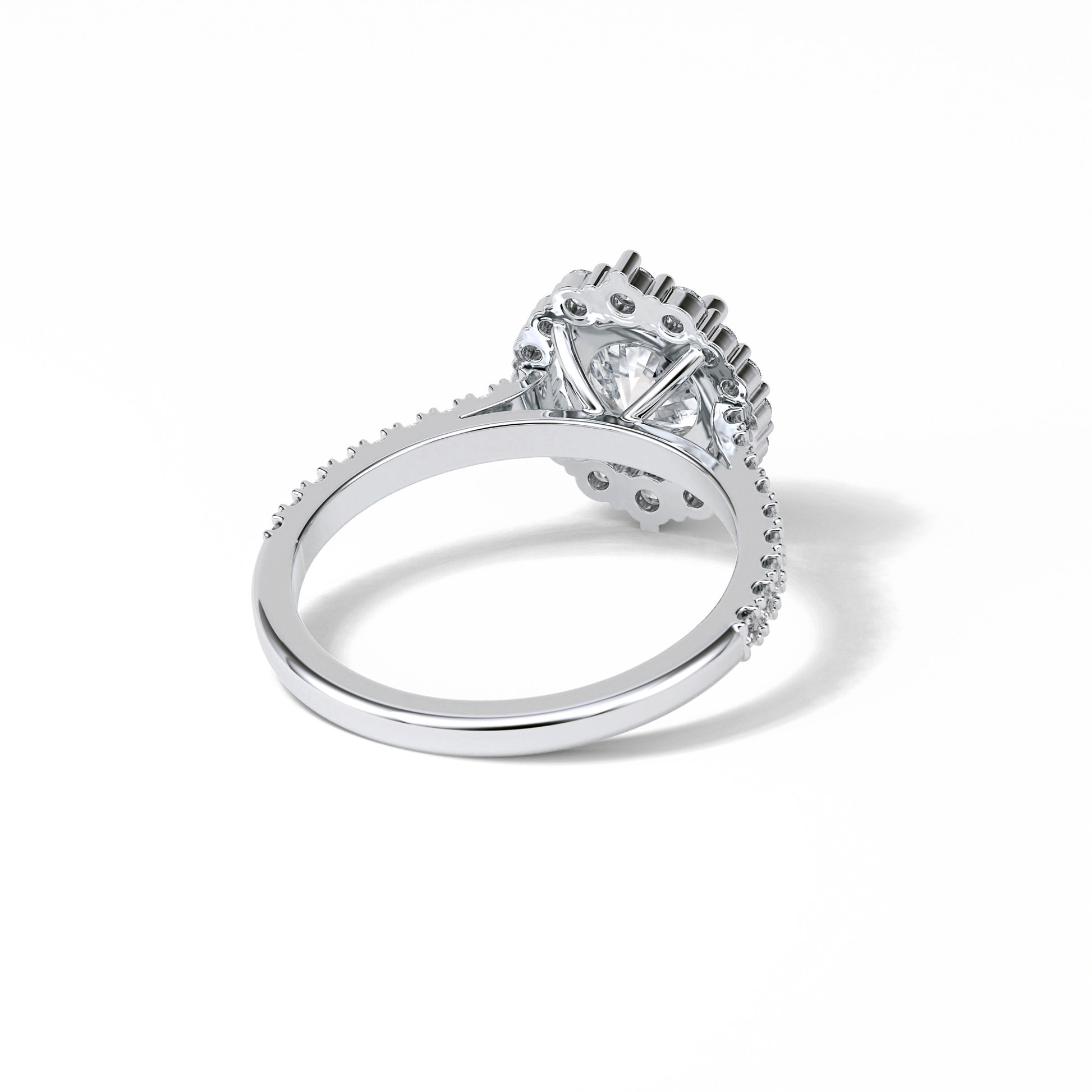 Round Pave & Halo Lab Grown Diamond Engagement Ring