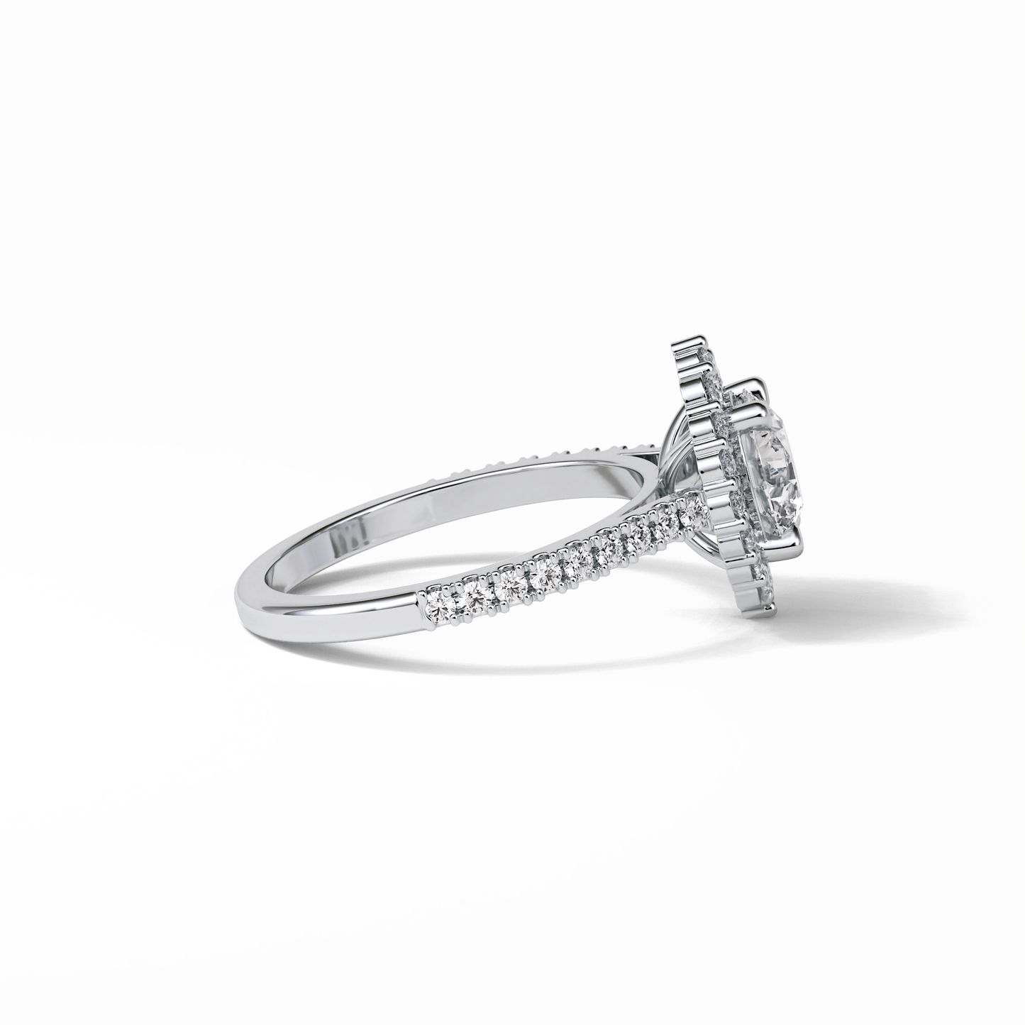 Round Pave & Halo Lab Grown Diamond Engagement Ring
