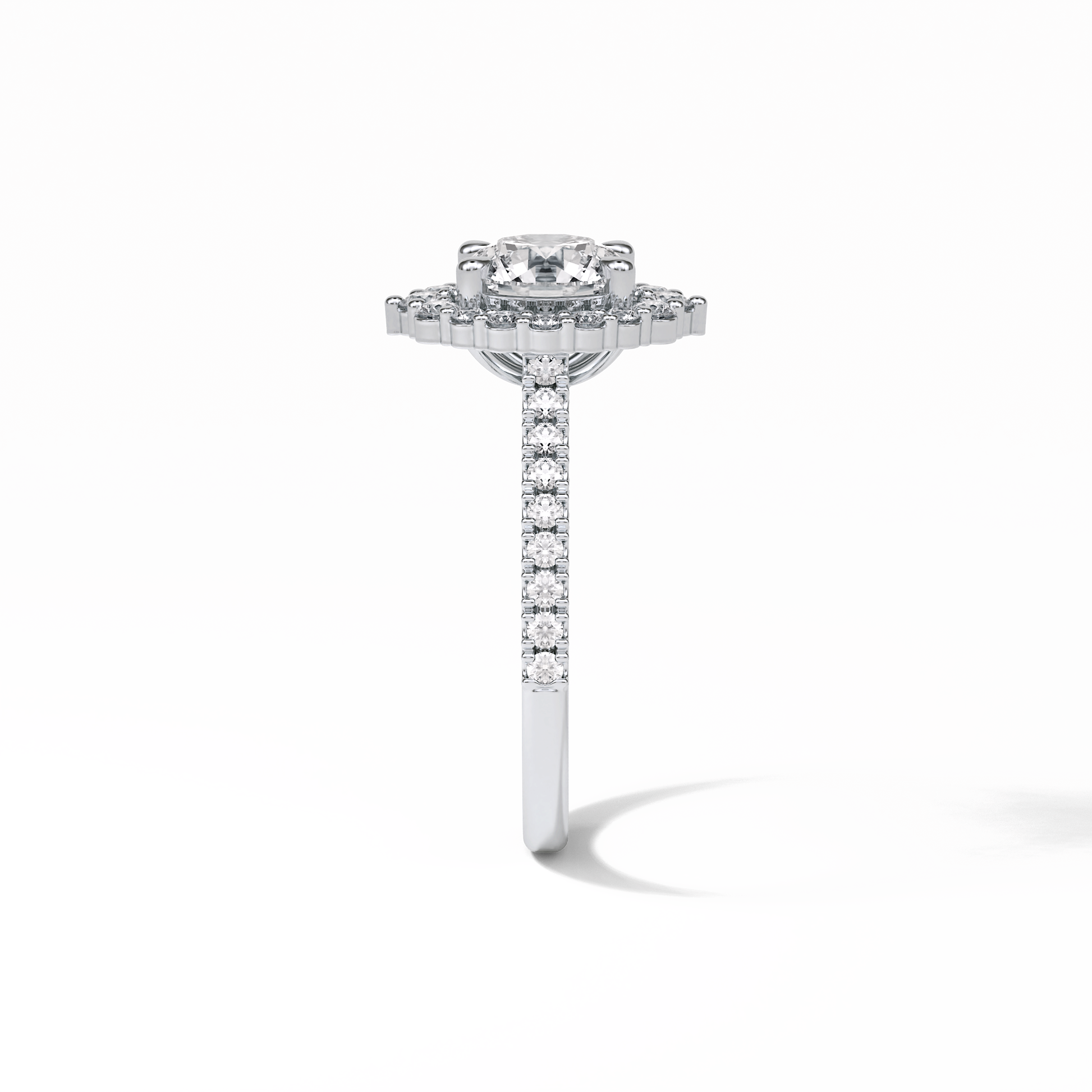 Round Pave & Halo Lab Grown Diamond Engagement Ring