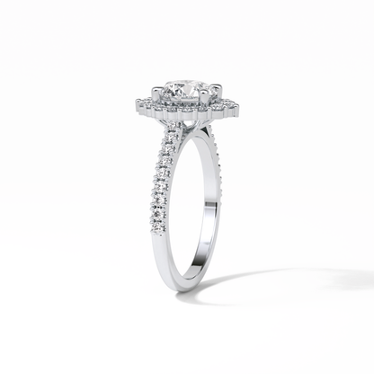 Round Pave & Halo Lab Grown Diamond Engagement Ring