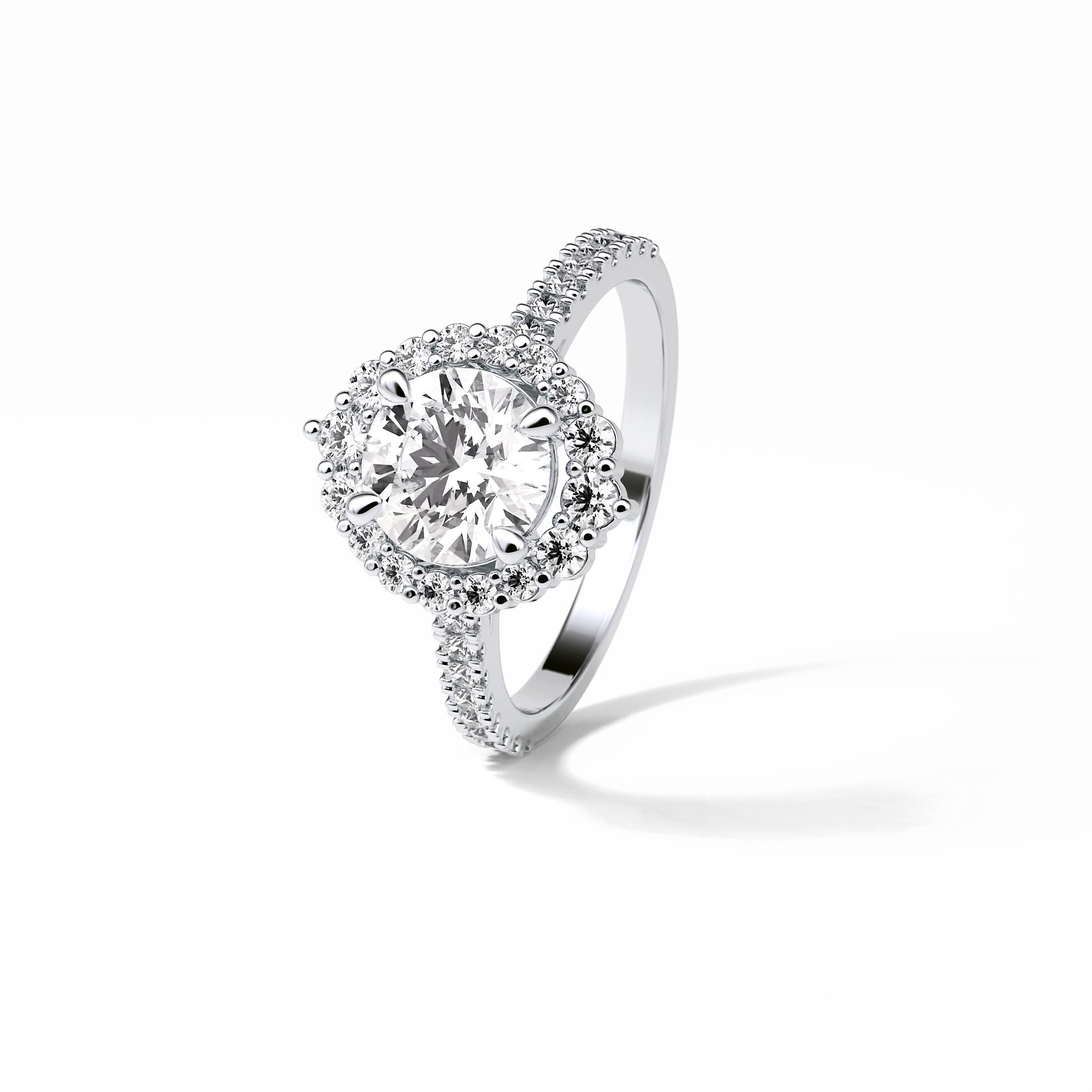 Round Pave & Halo Lab Grown Diamond Engagement Ring