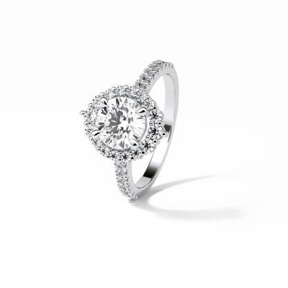 Round Pave & Halo Lab Grown Diamond Engagement Ring