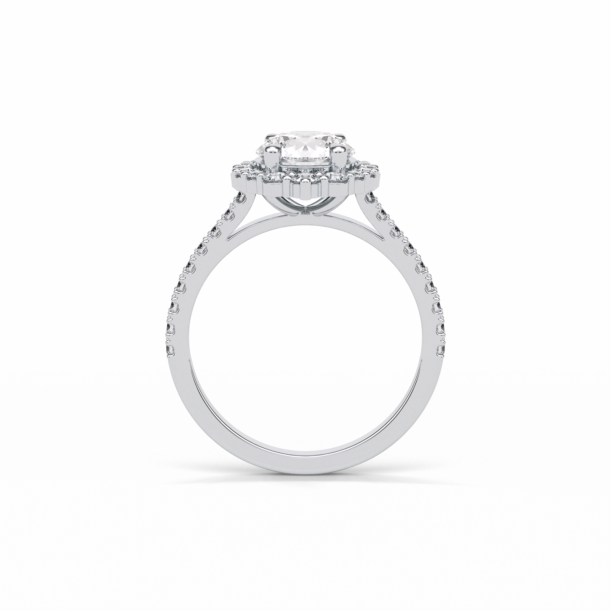 Round Pave & Halo Lab Grown Diamond Engagement Ring