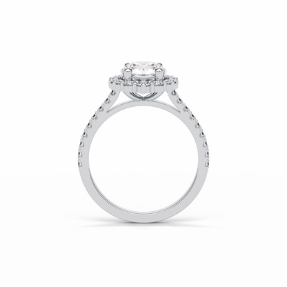 Round Pave & Halo Lab Grown Diamond Engagement Ring