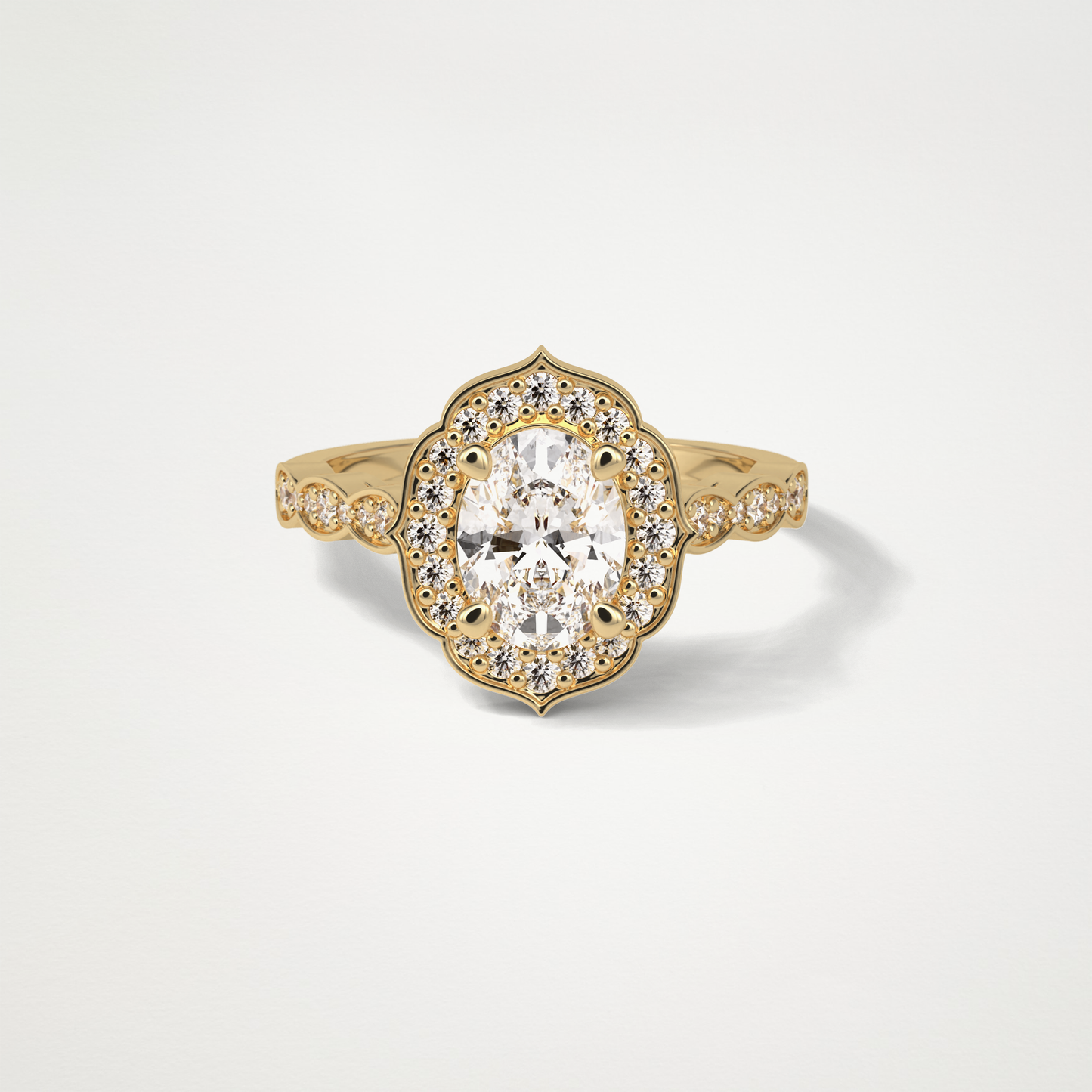 Oval Pave & Halo Lab Grown Diamond Engagement Ring