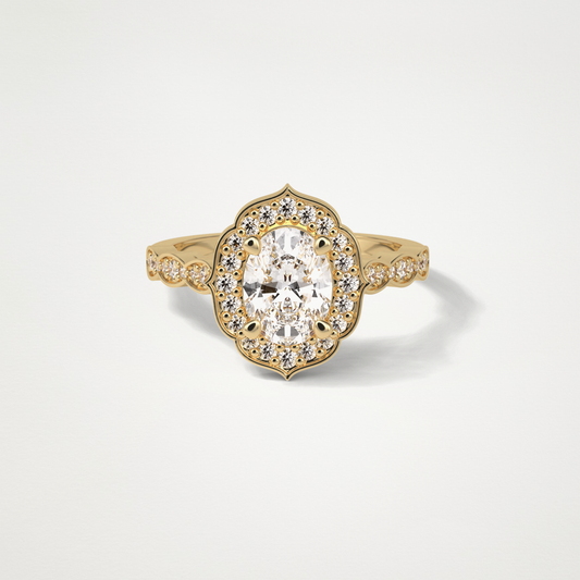 Oval Pave & Halo Lab Grown Diamond Engagement Ring