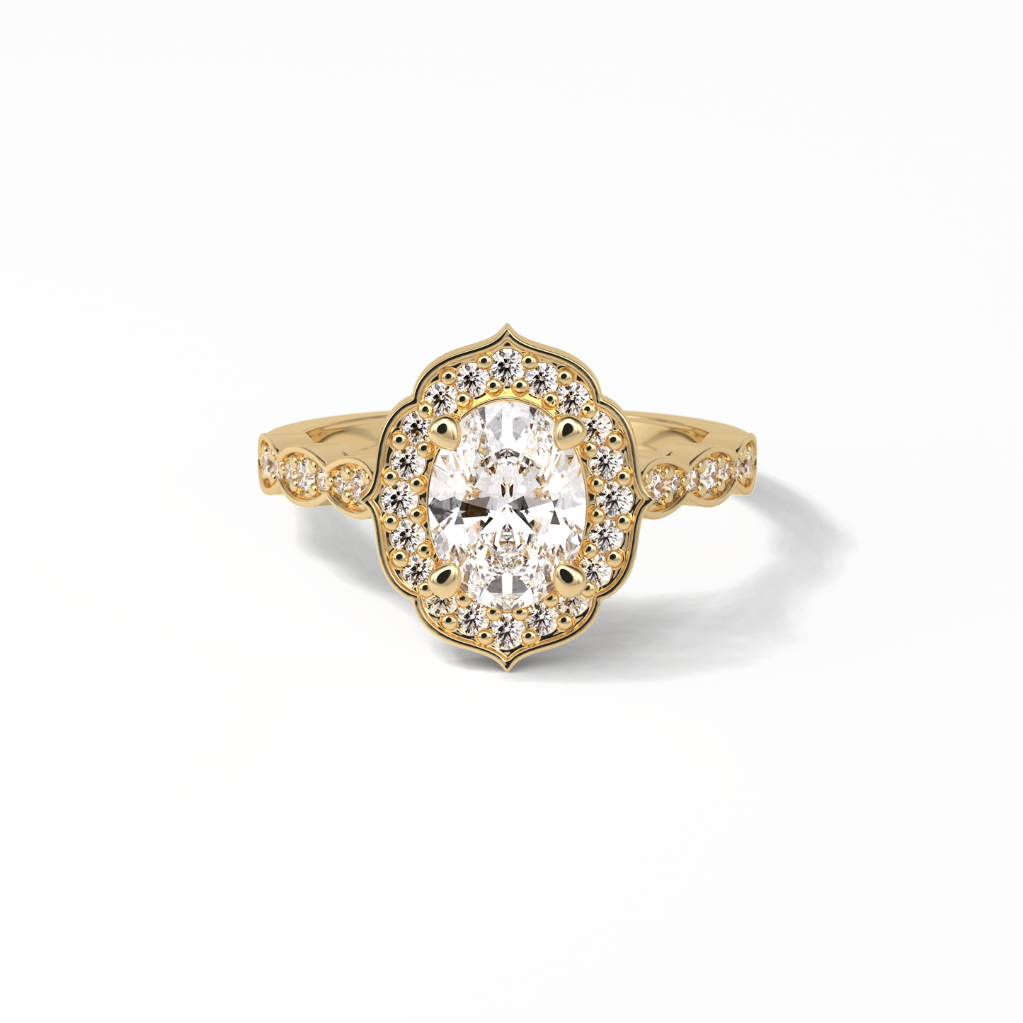 Oval Pave & Halo Lab Grown Diamond Engagement Ring