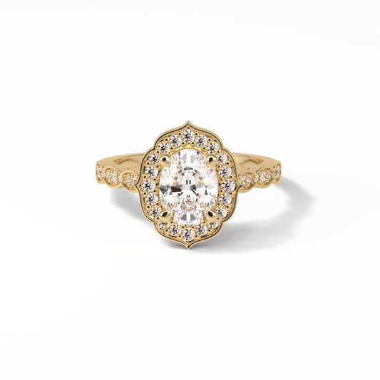 Oval Pave & Halo Lab Grown Diamond Engagement Ring