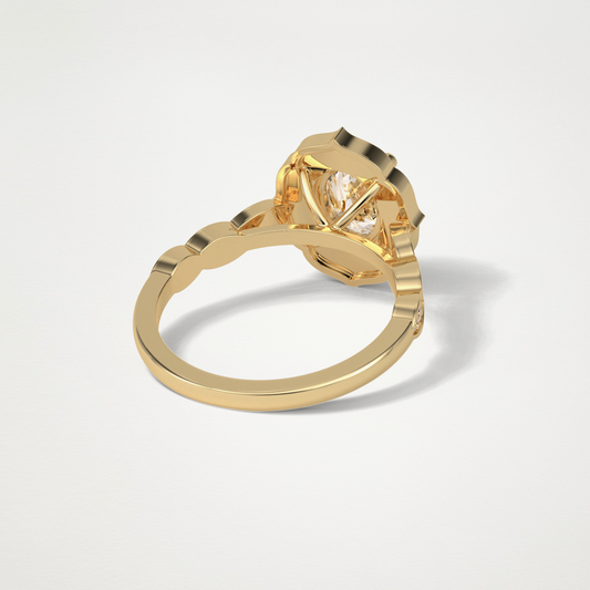 Oval Pave & Halo Lab Grown Diamond Engagement Ring