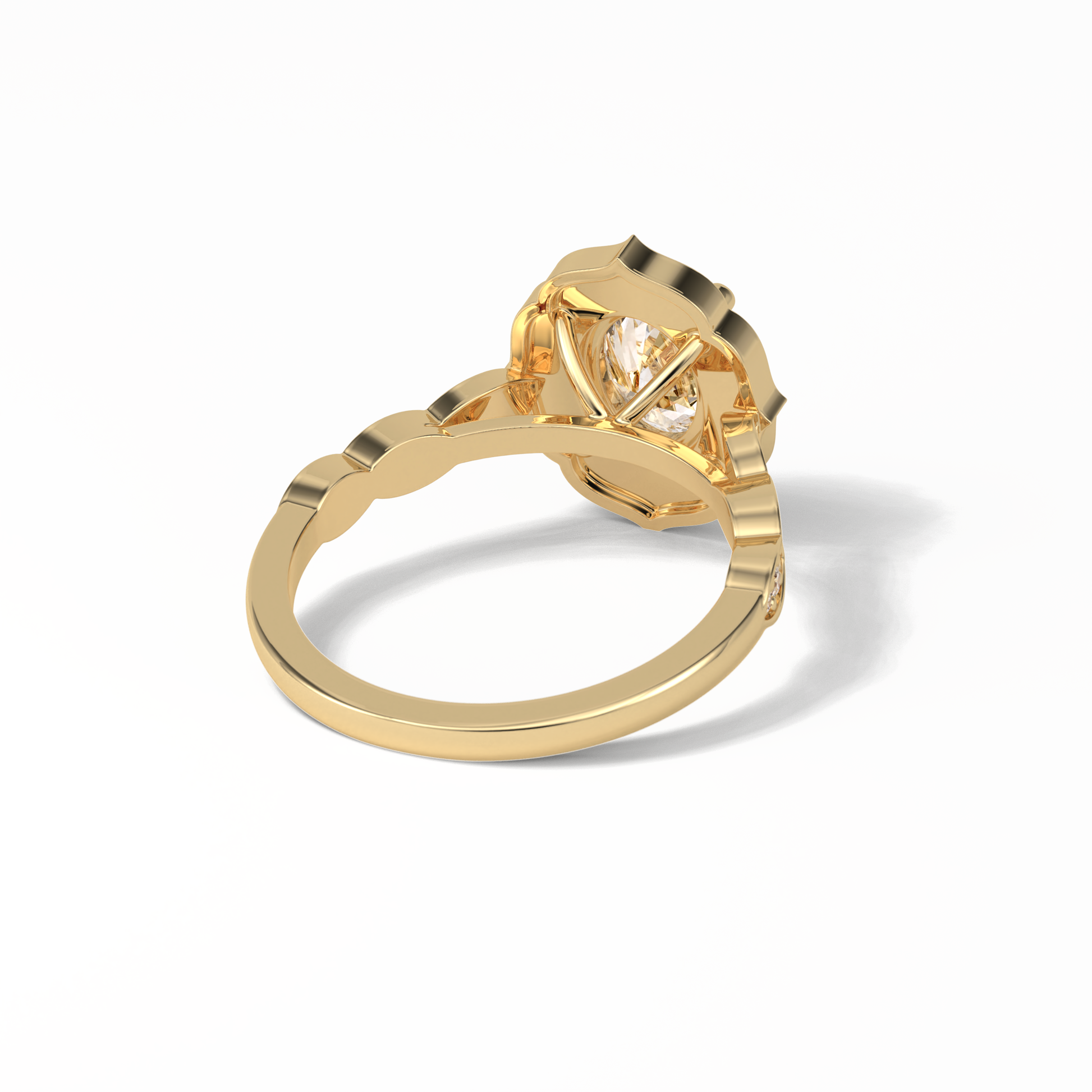 Oval Pave & Halo Lab Grown Diamond Engagement Ring