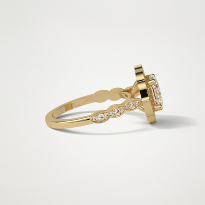 Oval Pave & Halo Lab Grown Diamond Engagement Ring