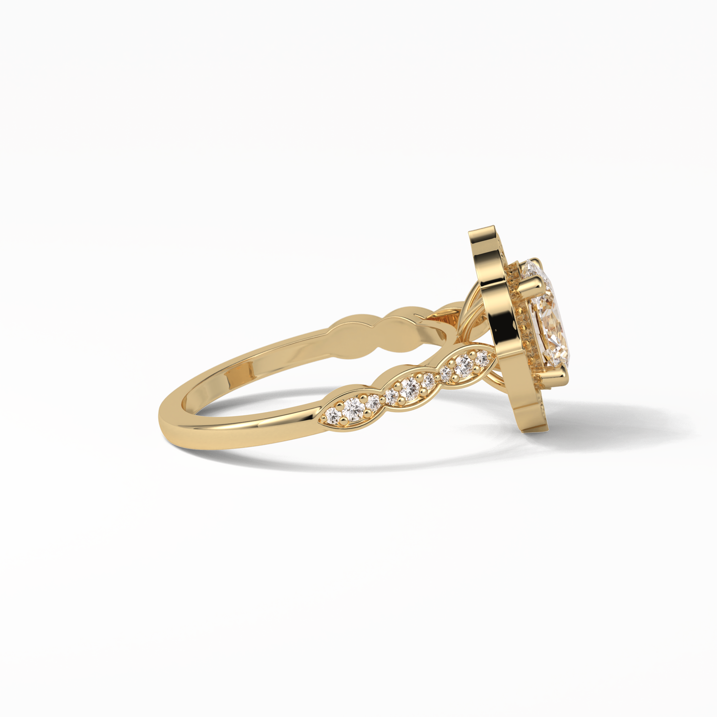 Oval Pave & Halo Lab Grown Diamond Engagement Ring