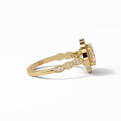 Oval Pave & Halo Lab Grown Diamond Engagement Ring