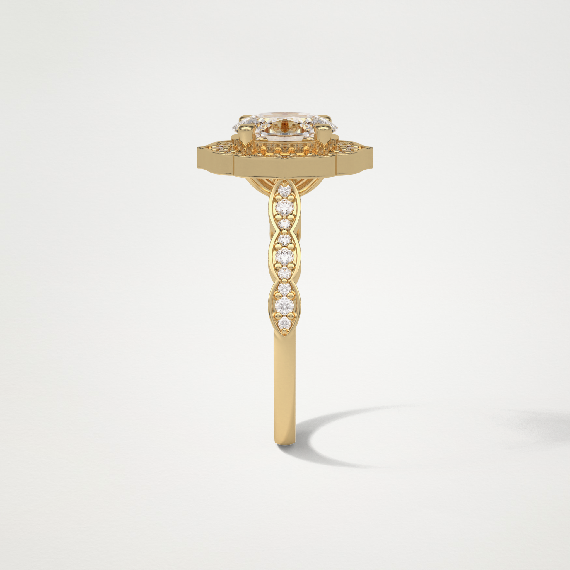 Oval Pave & Halo Lab Grown Diamond Engagement Ring