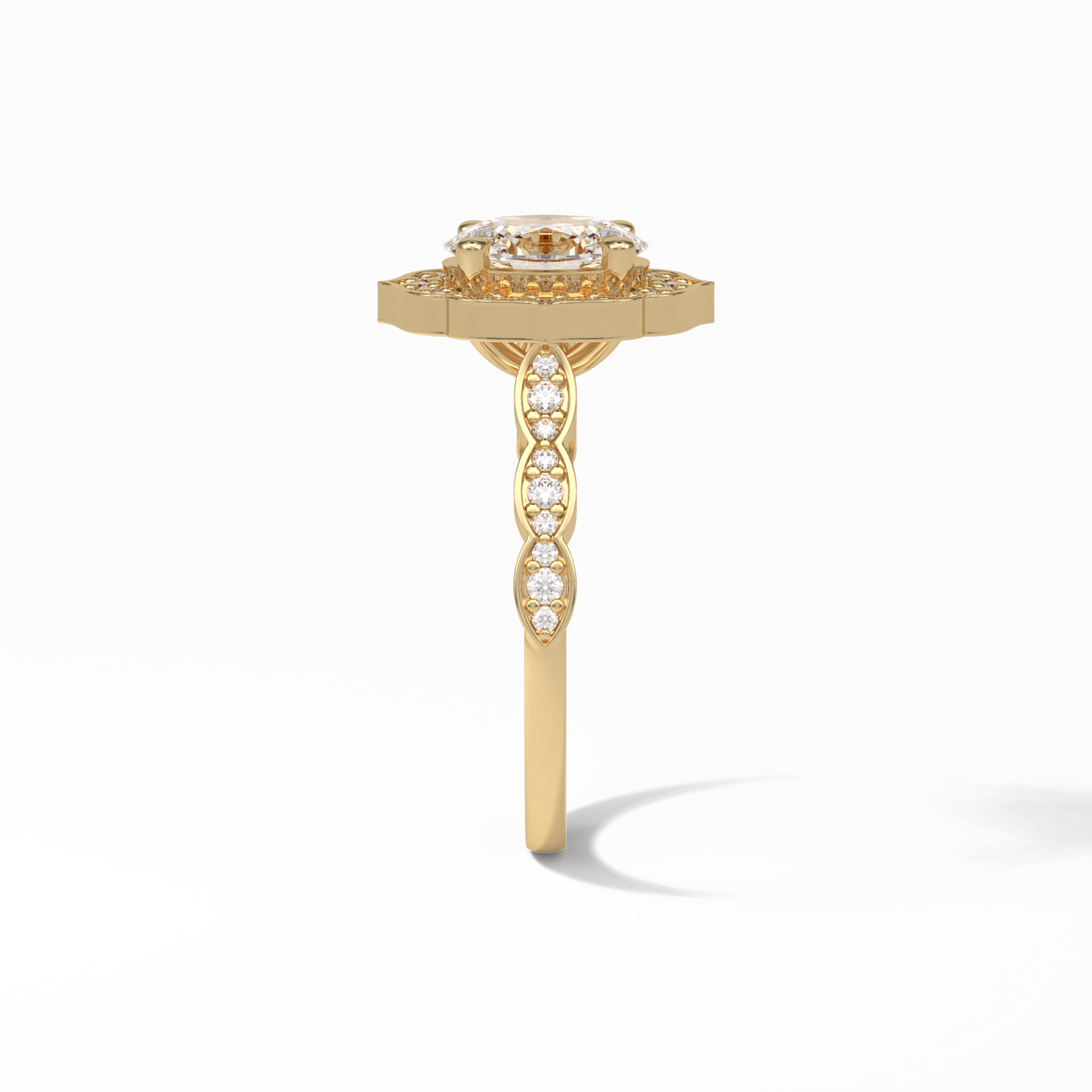 Oval Pave & Halo Lab Grown Diamond Engagement Ring