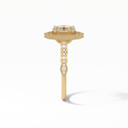 Oval Pave & Halo Lab Grown Diamond Engagement Ring
