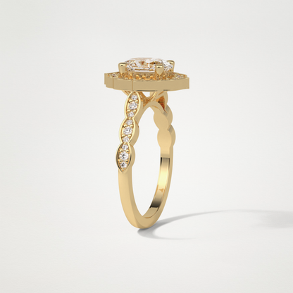 Oval Pave & Halo Lab Grown Diamond Engagement Ring