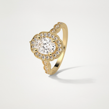 Oval Pave & Halo Lab Grown Diamond Engagement Ring