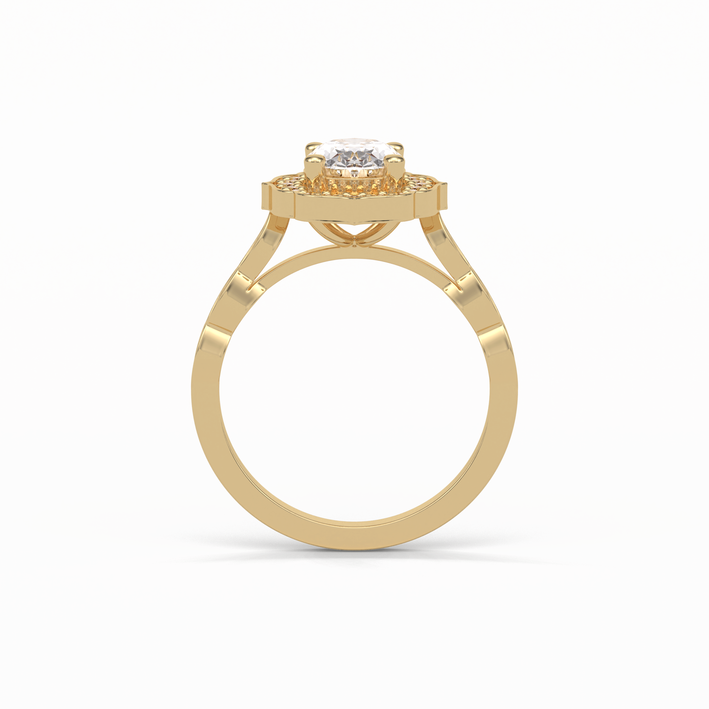 Oval Pave & Halo Lab Grown Diamond Engagement Ring