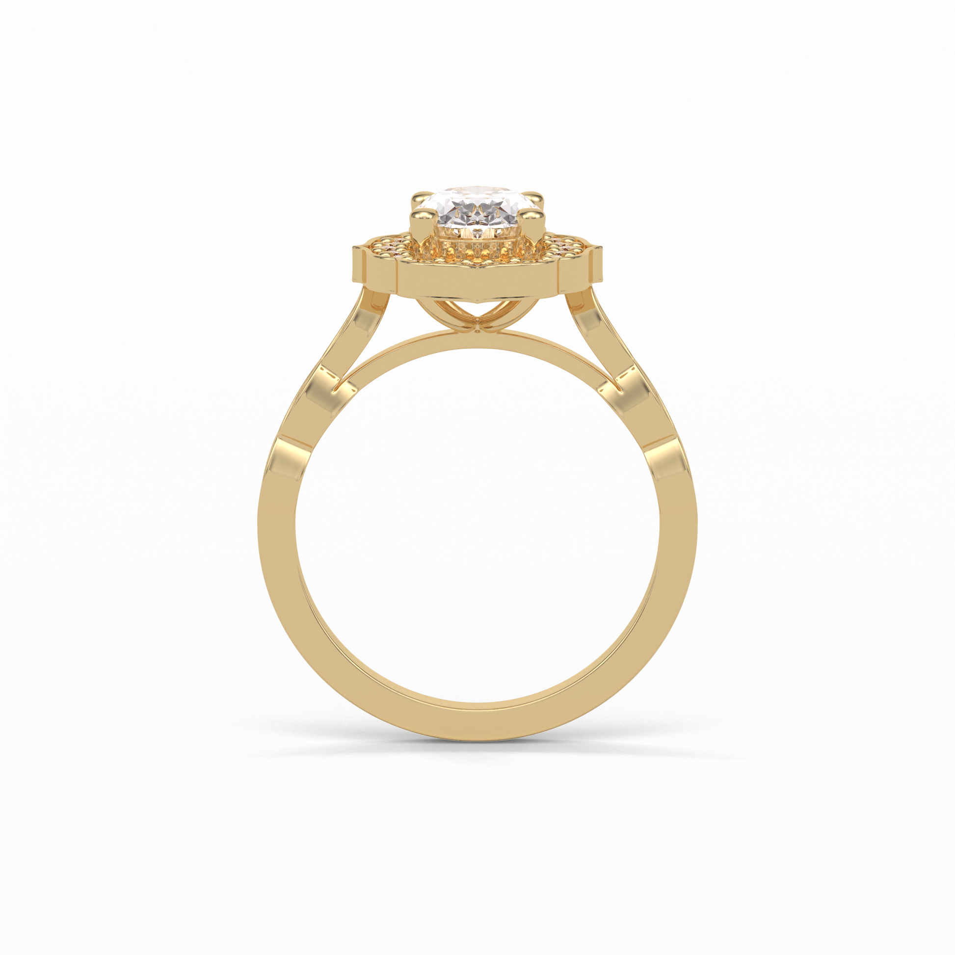 Oval Pave & Halo Lab Grown Diamond Engagement Ring