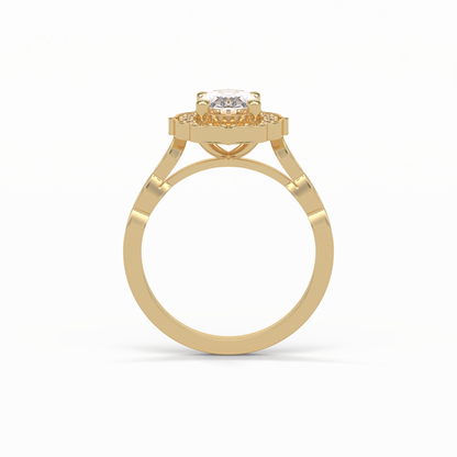 Oval Pave & Halo Lab Grown Diamond Engagement Ring