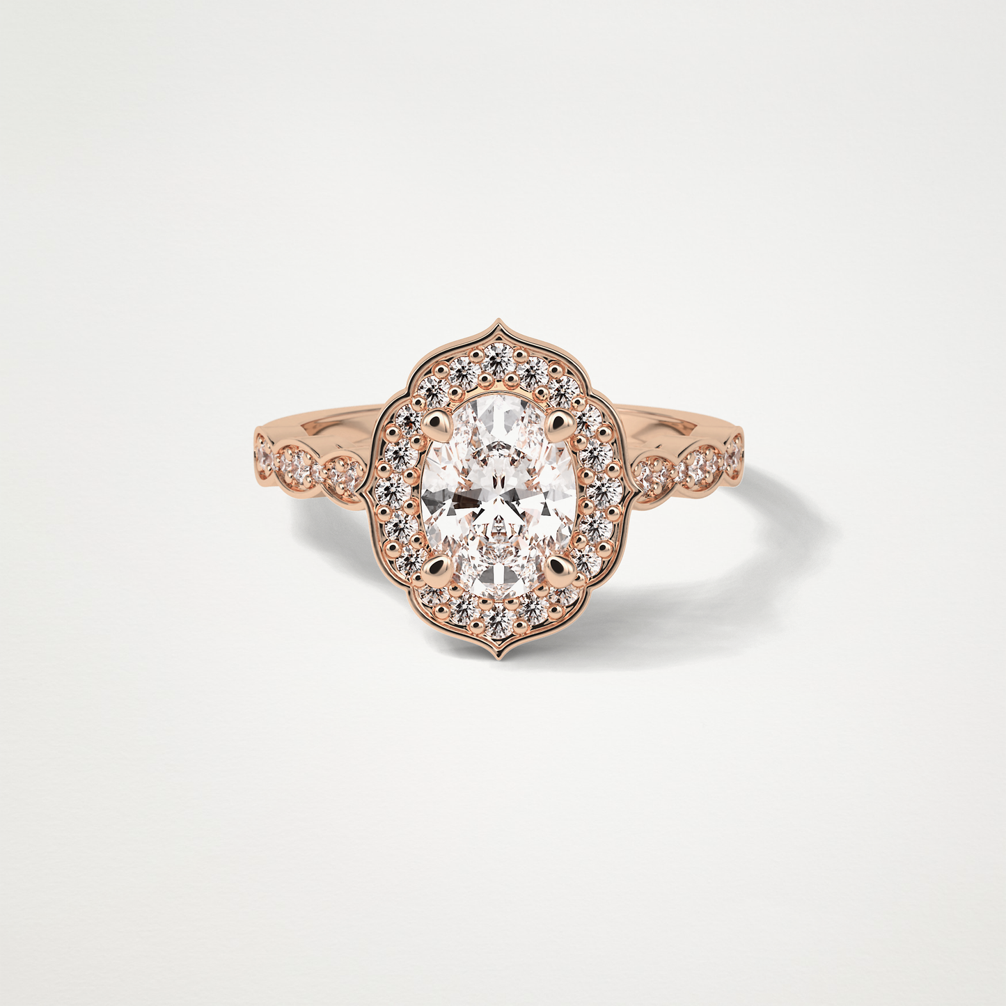 Oval Pave & Halo Lab Grown Diamond Engagement Ring